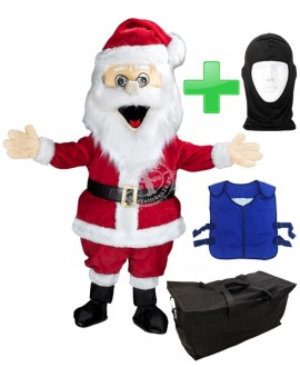 Kostüm Weihnachtsmann 1 + Kühlweste "Blue M24" + Tasche "XL" + Hygiene Maske (Hochwertig)
