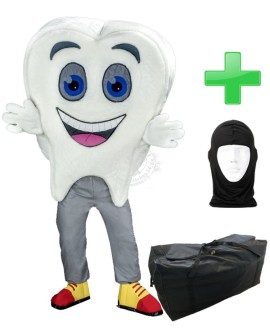 Kostüm Zahn + Tasche "XL" + Hygiene Maske (Hochwertig)