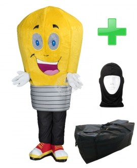 Kostüm Glühbirne / Lampe + Tasche "XL" + Hygiene Maske (Hochwertig)