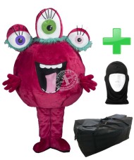 Kostüm Alien / Monster "Rosa Runde" + Tasche "XL" + Hygiene Maske (Hochwertig)