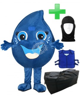 Wassertropfen Kostüm 2 + Kühlweste "Blue M24" + Tasche "XL" + Hygiene Maske (Hochwertig)