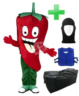 Kostüm Peperoni + Kühlweste "Blue M24" + Tasche "XL" + Hygiene Maske (Hochwertig)