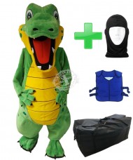 Kostüm Krokodil 6 + Kühlweste "Blue M24" + Tasche "XL" + Hygiene Maske (Hochwertig)