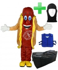 Kostüm Hotdog + Kühlweste "Blue M24" + Tasche "XL" + Hygiene Maske (Hochwertig)
