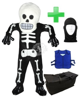 Kostüm Skelett 1 + Kühlweste "Blue M24" + Tasche "Star" + Hygiene Maske (Hochwertig)
