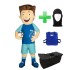 Kostüm Fußballer + Kühlweste "Blue M24" + Tasche "Star" + Hygiene Maske (Hochwertig)