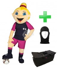 Kostüm Fußballerin + Tasche "Star" + Hygiene Maske (Hochwertig)