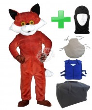 Kostüm Fuchs 6 + Kissen + Kühlweste "Blue M24" + Tasche "L" + Hygiene Maske (Hochwertig)