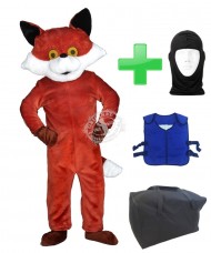 Kostüm Fuchs 6 + Kühlweste "Blue M24" + Tasche "L" + Hygiene Maske (Hochwertig)