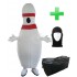 Kostüm Bowling Pin mit sichtbaren Gesicht Kostüm + Tasche "XL" + Hygiene Maske (Hochwertig)