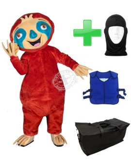Kostüm Faultier + Kühlweste "Blue M24" + Tasche "Star" + Hygiene Maske (Hochwertig)