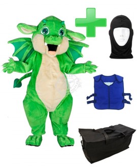 Kostüm Drache 17 + Kühlweste "Blue M24" + Tasche "Star" + Hygiene Maske (Hochwertig)