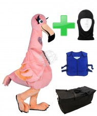 Kostüm Flamingo + Kühlweste "Blue M24" + Tasche "Star" + Hygiene Maske (Hochwertig)