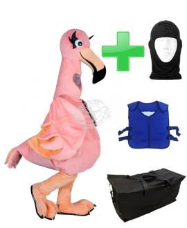 Kostüm Flamingo + Kühlweste "Blue M24" + Tasche "Star" + Hygiene Maske (Hochwertig)