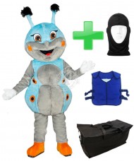 Kostüm Raupe + Kühlweste "Blue M24" + Tasche "Star" + Hygiene Maske (Hochwertig)