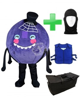 Kostüm Spinne + Kühlweste "Blue M24" + Tasche "XL" + Hygiene Maske (Hochwertig)
