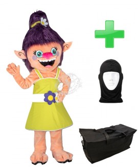 Kostüm Troll Frau + Tasche "Star" + Hygiene Maske (Hochwertig)