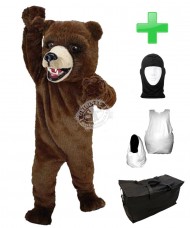 Kostüm Grizzly Bär 1 + Haube + Kissen + Tasche (Professionell)