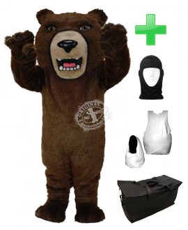 Kostüm Grizzly Bär 2 + Haube + Kissen + Tasche (Professionell)