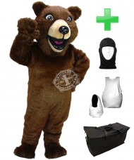 Kostüm Grizzly Bär 7 + Haube + Kissen + Tasche (Werbefigur)