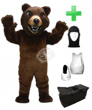 Kostüm Grizzly Bär 5 + Haube + Kissen + Tasche (Werbefigur)