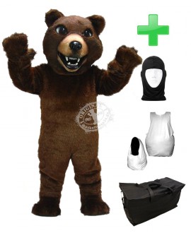 Kostüm Grizzly Bär 5 + Haube + Kissen + Tasche (Werbefigur)