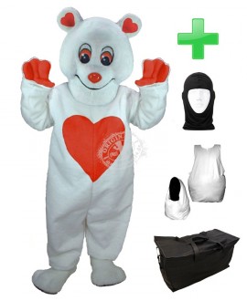 Kostüm Bär Valentin + Haube + Kissen + Tasche (Werbefigur)