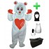 Kostüm Bär Valentin + Haube + Kissen + Tasche (Werbefigur)