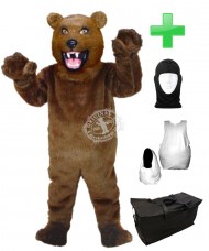 Kostüm Grizzlybär / Bär + Haube + Kissen + Tasche (Werbefigur)