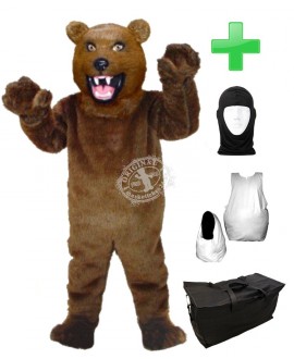 Kostüm Grizzlybär / Bär + Haube + Kissen + Tasche (Werbefigur)