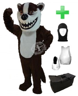 Kostüm Dachs 1 + Haube + Kissen + Tasche (Professionell)