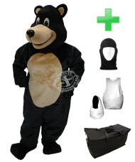 Kostüm Schwarz Bär 1 + Haube + Kissen + Tasche (Werbefigur)