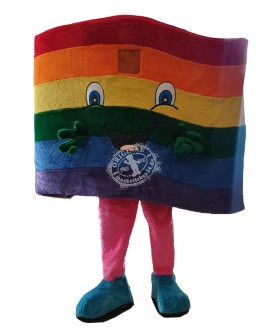 Kostüm Regenbogen Flagge LGBTQ Maskottchen (Hochwertig)