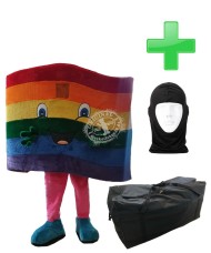 Kostüm Regenbogen Flagge + Tasche "XL" + Hygiene Maske (Hochwertig)