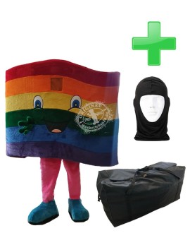 Kostüm Regenbogen LGBT Flagge + Tasche "XL" + Hygiene Maske (Hochwertig)