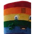 Kostüm Regenbogen Flagge + Kühlweste "Blue M24" + Tasche "XL" + Hygiene Maske (Hochwertig)