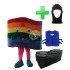 Kostüm Regenbogen Flagge + Kühlweste "Blue M24" + Tasche "XL" + Hygiene Maske (Hochwertig)