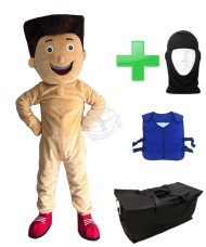 Kostüm Fußballer 1a + Kühlweste "Blue M24" + Tasche "Star" + Hygiene Maske (Hochwertig)