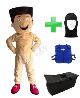 Kostüm Fußballer 1a + Kühlweste "Blue M24" + Tasche "Star" + Hygiene Maske (Hochwertig)