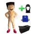Kostüm Fußballer 1a + Kühlweste "Blue M24" + Tasche "Star" + Hygiene Maske (Hochwertig)