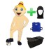 Kostüm Fussballerin 2a + Kühlweste "Blue M24" + Tasche "Star" + Hygiene Maske (Hochwertig)