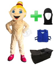 Kostüm Fußballerin 2a + Kühlweste "Blue M24" + Tasche "Star" + Hygiene Maske (Hochwertig)