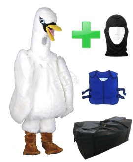 Kostüm Schwan 2 + Kühlweste "Blue M24" + Tasche "XL" + Hygiene Maske (Hochwertig)