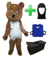 Kostüm Bär 16 + Kühlweste "Blue M24" + Tasche "Star" + Hygiene Maske (Hochwertig)