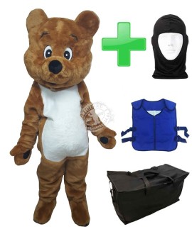 Kostüm Bär 16 + Kühlweste "Blue M24" + Tasche "Star" + Hygiene Maske (Hochwertig)