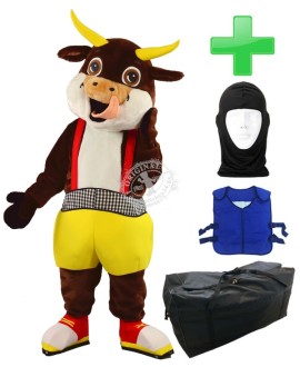 Kostüm Kuh 8 + Kühlweste "Blue M24" + Tasche "Star" + Hygiene Maske (Hochwertig)