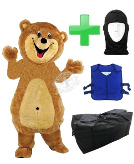 Kostüm Bär 22a + Kühlweste "Blue M24" + Tasche "XL" + Hygiene Maske (Hochwertig)