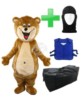 Kostüm Bär 22a + Kühlweste "Blue M24" + Tasche "XL" + Hygiene Maske (Hochwertig)