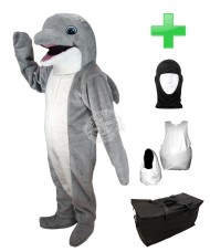 Kostüm Delfin 3 + Haube + Kissen + Tasche (Werbefigur)