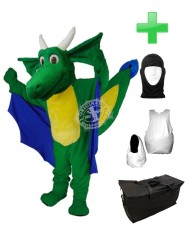 Kostüm Drache 5 + Haube + Kissen + Tasche (Werbefigur)